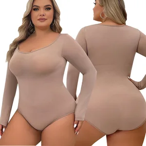 Women's Bustier Waist Trainer Jumpsuit Long-Sleeved Corset Body Shaper Anti-Bacterial 3D Embroidery Seamless Design