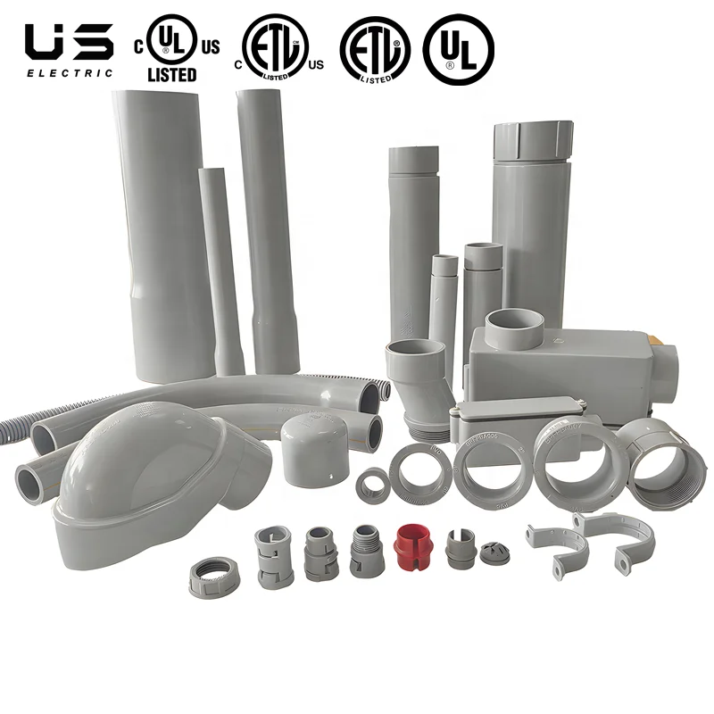 UV Resistant ASTM PVC Conduit Rigid Schedule 40 Conduit Pipe Fitting Electrical Plastic Tubes Wire Conduit for  Electric Wiring