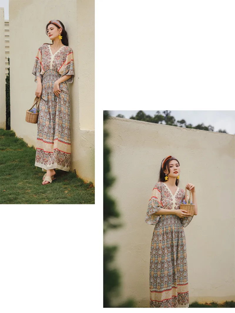 2021 Attractive soft maxi women bohemian dress summer