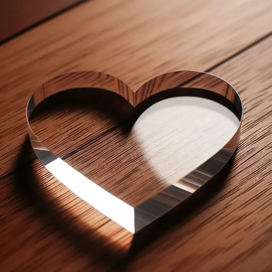 Custom Acrylic UV Printing Block Plaque Heart Shape Acrylic Photo Block Stand