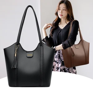 New Fashion Top Quality Women's Tote Handbag Large Capacity  Wholesale Polyester Waterproof Shoulder Solid Color Bags