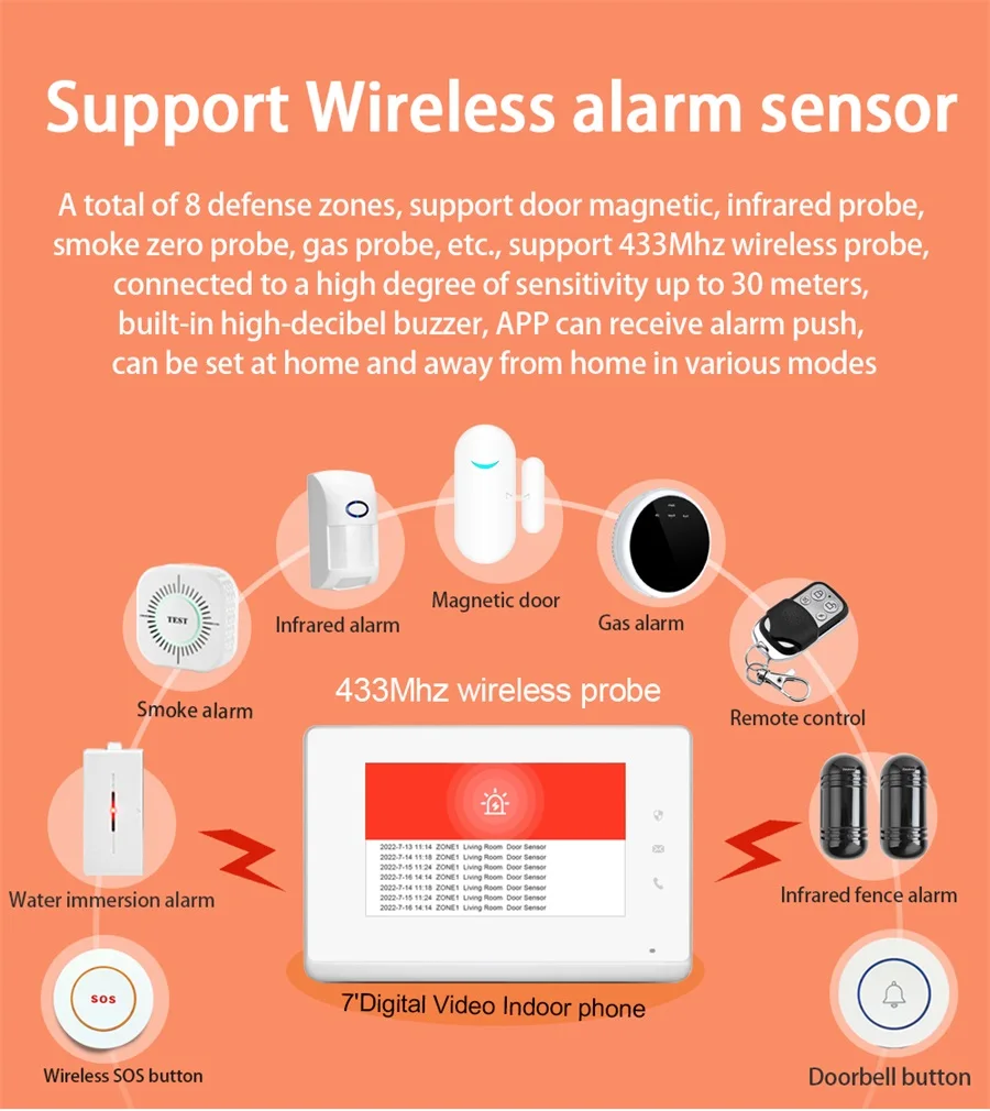 Home Security Audio 2 Way Video Door Phone 7 Inches