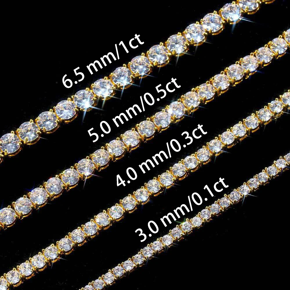 Colar tennis em prata de lei 925 com moissanite para unisexo_voghion.com