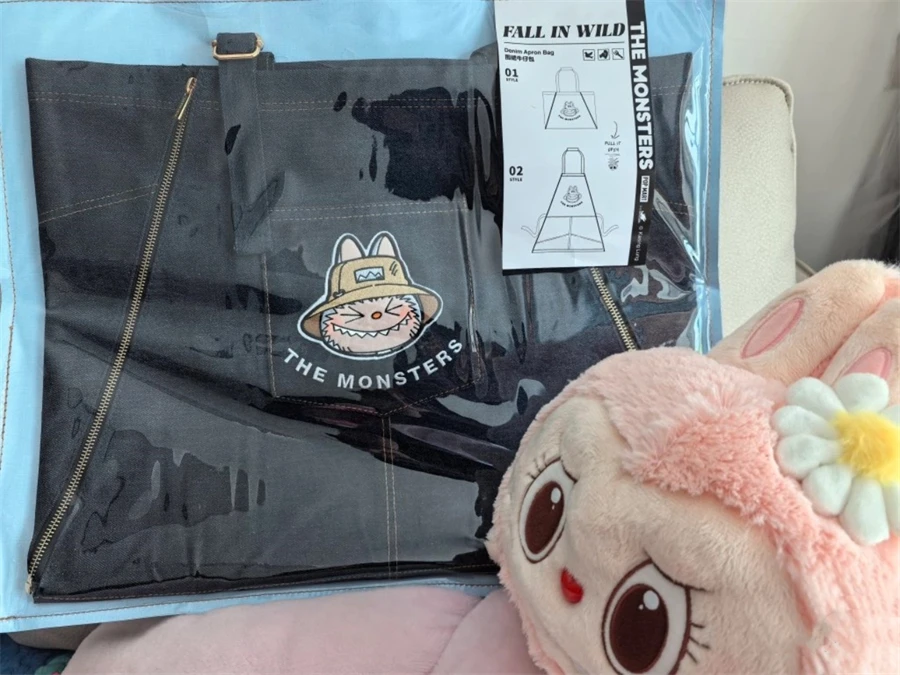 POP MART Labubu the MONSTERS FALL in WILD SERIES Denim Apron Bag
