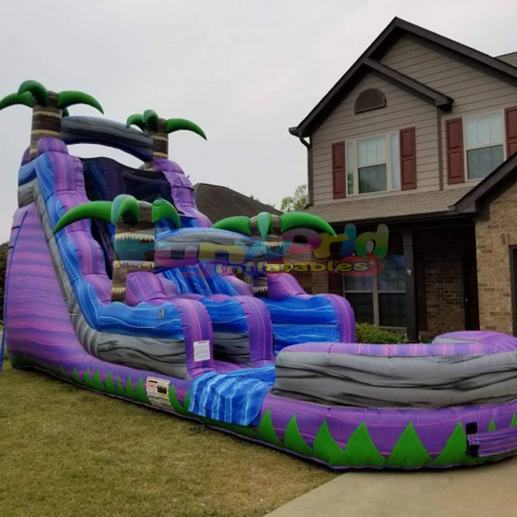 Commercial Palm Tree Inflatable Water Slide Bounce House Jumper Bouncy Kids Outdoor Kids Water Slide Inflatable with Pool Sale