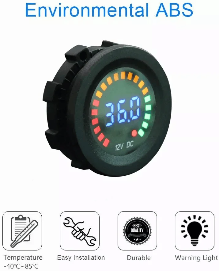 Daiertek 12vdc Volt Meter Voltmeter Mini Round Digital Voltmeter Car