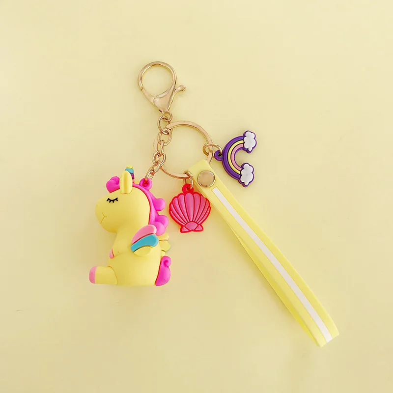 Xinxing Cute Unicorn 3D PVC Rubber Keychain Coin Purse Bag Accessory  Pendant for Gift or Decoration Accessories Unicorn Keychain