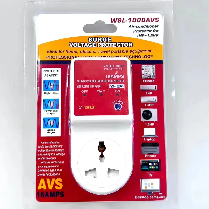 240V 15A TV Guard Fridge Power Protector 220V Over Voltage Guard for Refrigerator Home Use British Type Plug with Socket