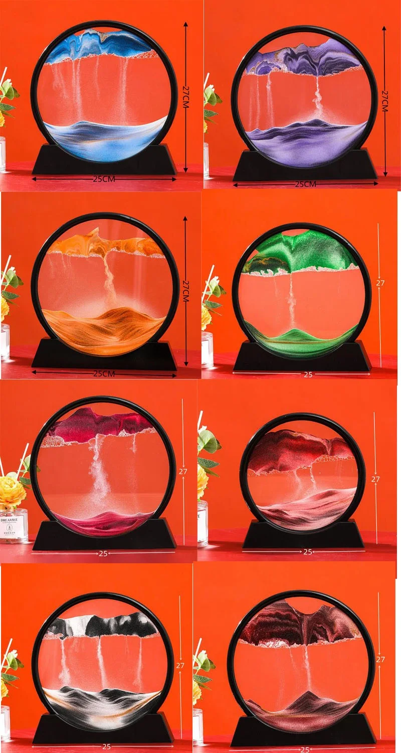 7inch 12inch Creative Sandscape 3d Hourglass Moving Sand Art Picture