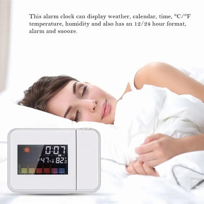 Home Color Screen LCD Backlight Projection Snooze Alarm Clock Creative Clock Table Morning Clock