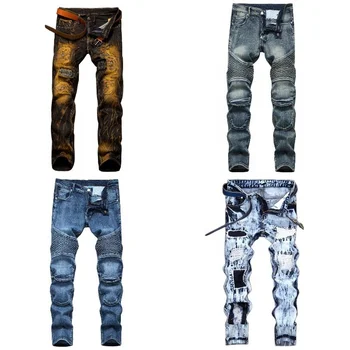 High Quality Custom Ripped Jeans Slim Fit Stacked Jeans for Mens Denim Men Pants Jeans