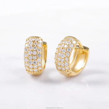 Fashion Design Iced Out 4 Rows Round VVS Moissanite Diamonds Real Gold Plated 925 Sterling Silver Earring Hoops Women Men