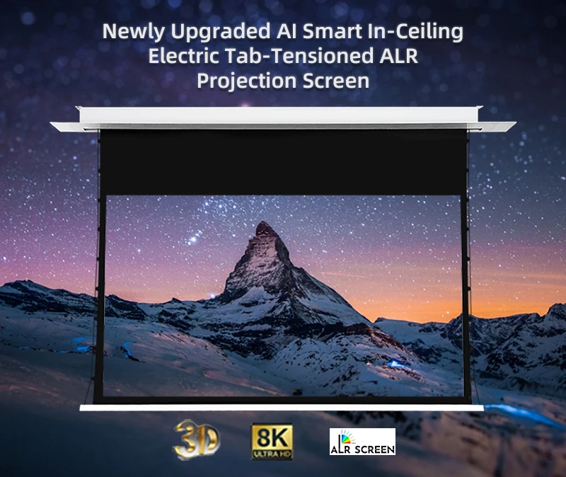AI Smart 120inch In-Ceiling Electric PVC Tab-Tensioned Motorized ALR ...