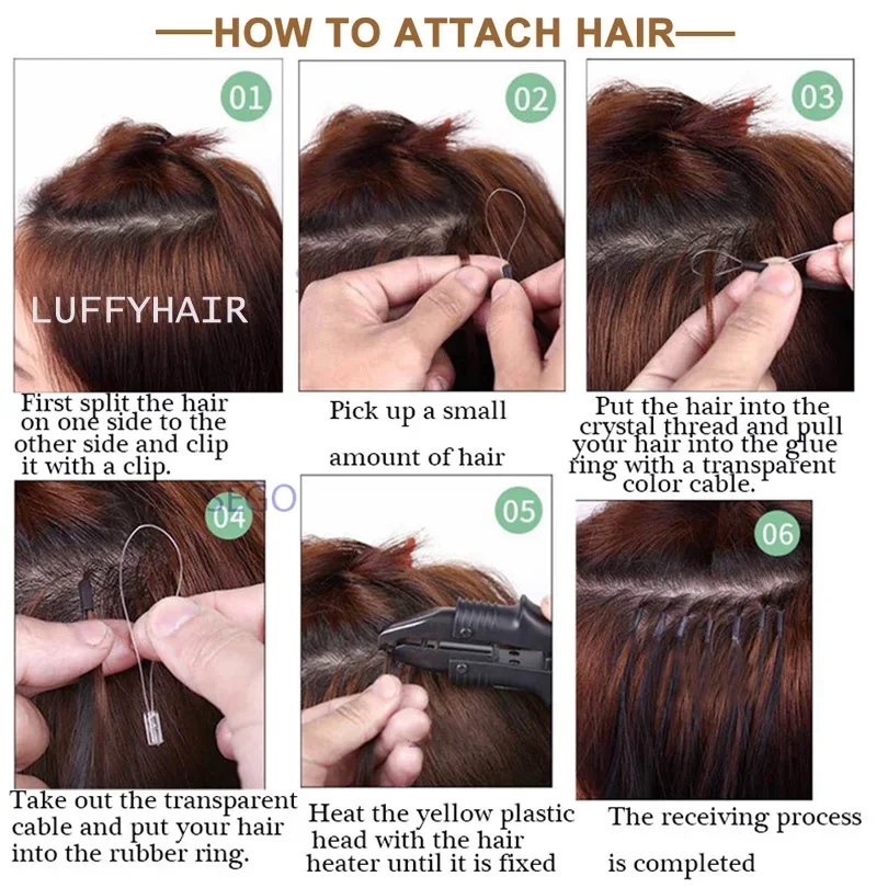 Micro Ring Human Hair Extensions Remy Loose Curl Black Brown_voghion.com