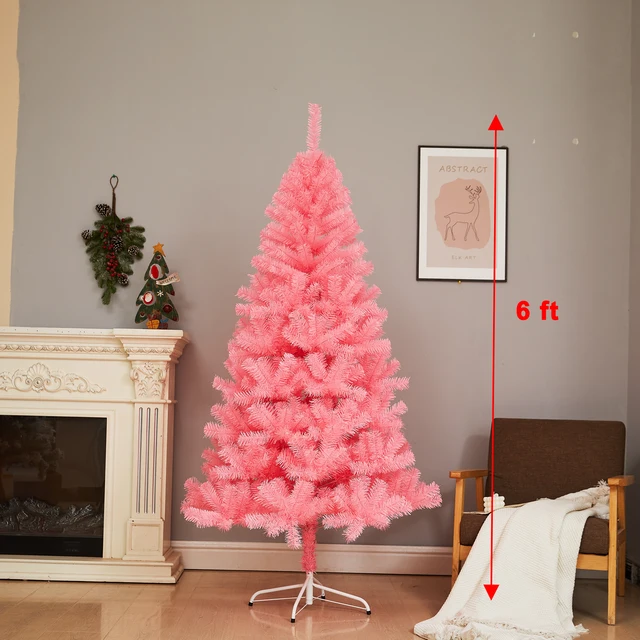 Sevenlots 180cm frosted christmas tree pink  christmas day decoration