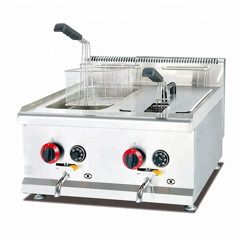 GF-72 CE Approved Stainless Steel Industrial Deep Fryer 12 L Commercial Chicken Fried Machine Potato Chips LPG Natural Gas Fryer