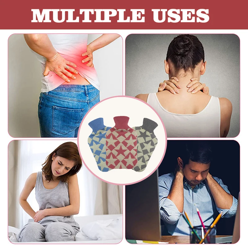 product-750-750 rubber hot water bag 2000ml portable thickened high density hand warmer knitted covered rubber hot water bottle wholesale