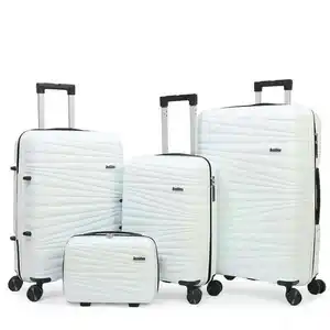 Designer Luxury 4pc PP Hard Shell Suitcase Set with Spinner Wheels & Lock Unisex Travel Luggage