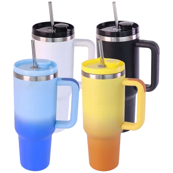 Stainless Steel Magnetic Lid Cups/Mugs Automatic Retractable Straws 20oz-40oz  Ice Cooler Car Bottle Hot Tumblers for Water Uses