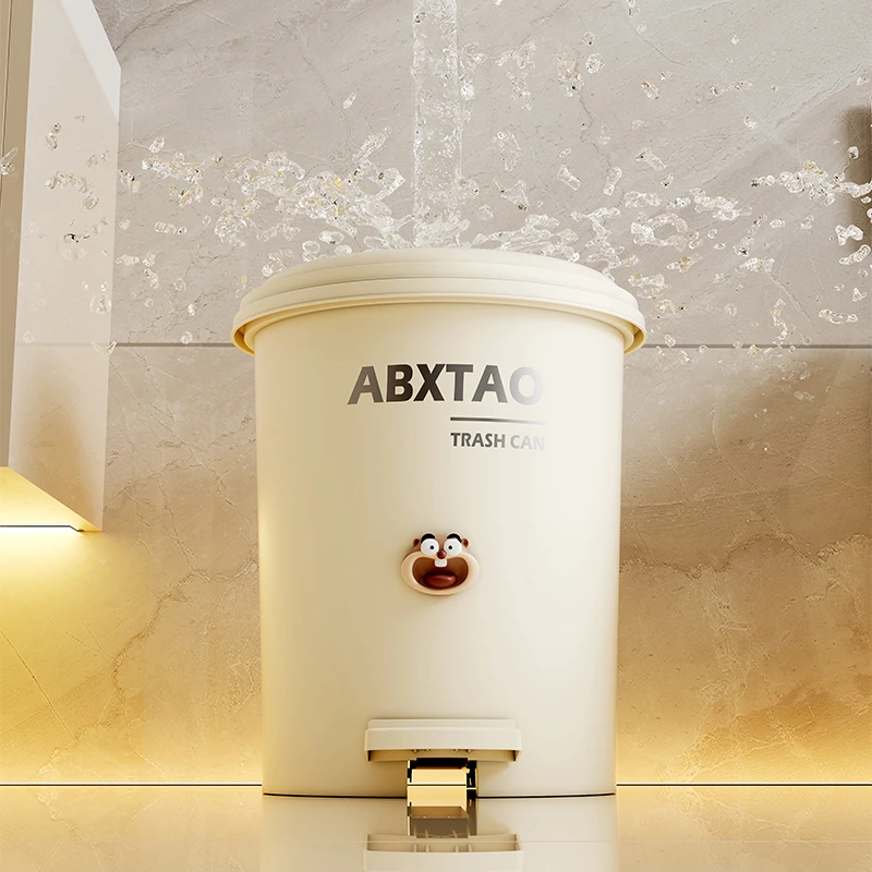 WANUO Cute Cartoon Decor Foot Pedal Trash Can Plastic Foot Pedal Garbage Bin with Removable Inner Bucket