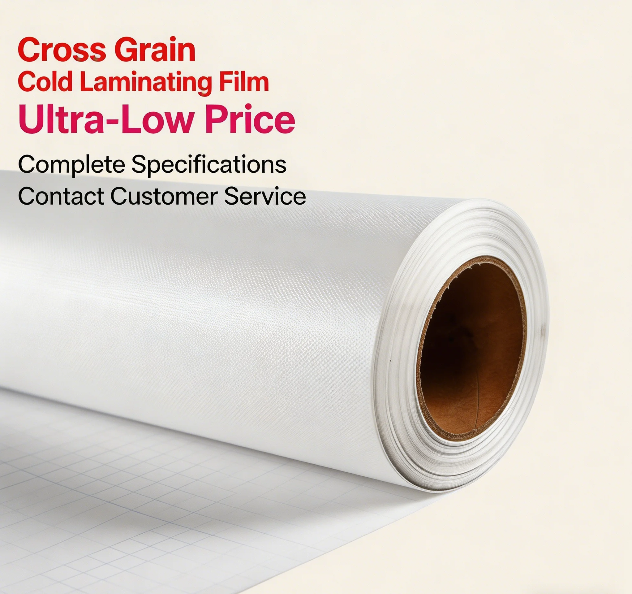 Factory Direct Self-Adhesive Matte Cross Texture Cold Laminating Film Roll Durable for Picture Framing Advertising Prints Bulk