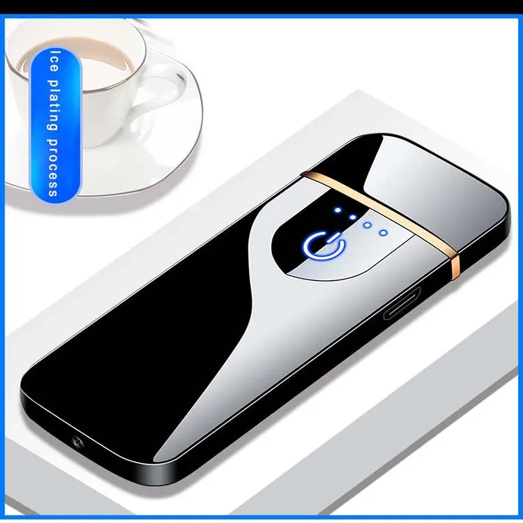 Smart Electric Lighter Mini Usb Rechargeable Touch Windproof Flameless Lighter for Cigarette Power Indicator Boyfriends Gifts