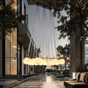 ECOJAS Customized Alabaster Ball Chandelier Elegant Pendant Light for Villa Hotel Lobby Decorative Purpose