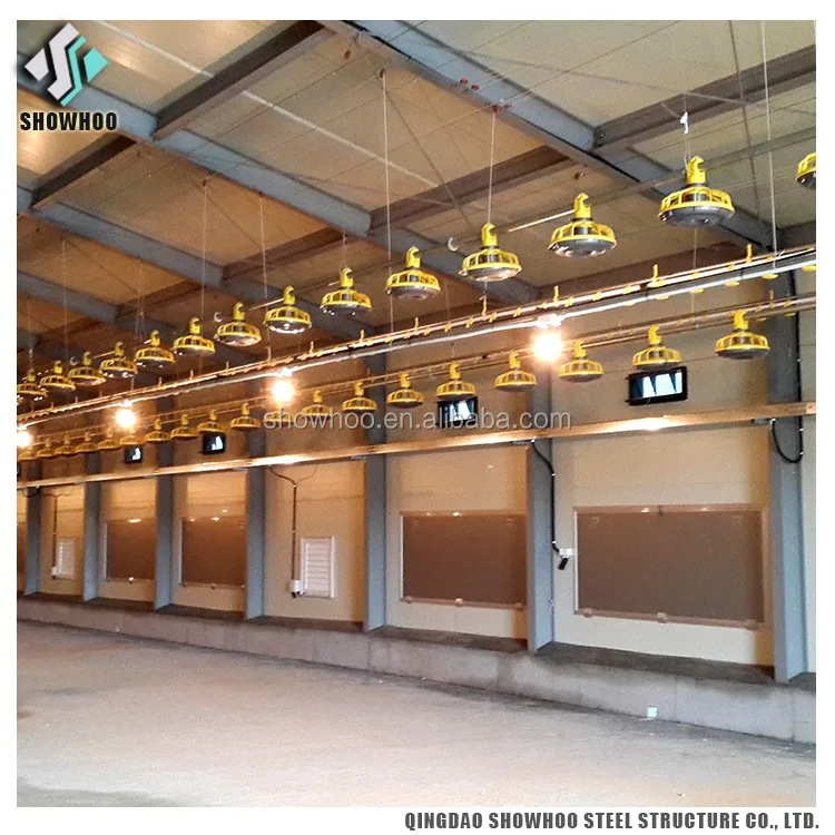 Prefab Steel Structure Chicken Coop Backyard House Portable Chicken House Layers 10000 Plans with Chicken House Winch System
