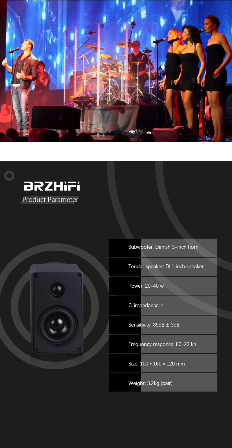 BRZHIFI Audio 3 Inch Aluminum Speaker Desktop 2.0 Channel Hifi Two-way Passive Stereo Computer Sound Equipment Amplifier Speaker factory