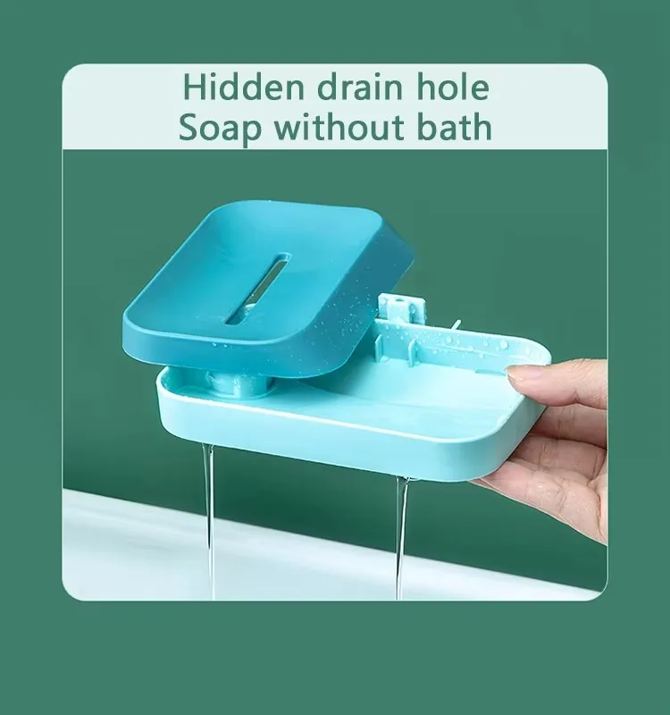Creative Fashion Wall Mount Hole Free Vacuum Soap Dish Plastic Drain Soap Tray Holder factory