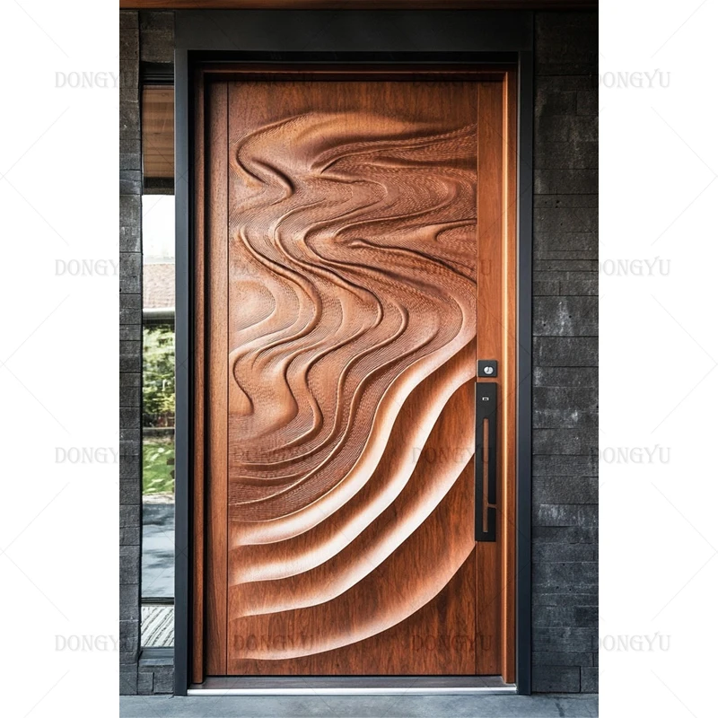 Italy Modern Front Door Panel Design Hot Sale Entrance Entry Oak Solid Wooden Pivot Door Wood Exterior Security Door for Houses