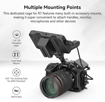 SmallRig Aluminum Alloy R7 Cage with Quick Release Plate for Arca Stand for Canon R7 4003 detail image