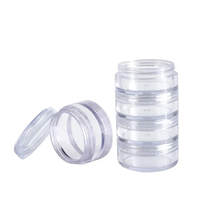 Supplier Factory OEM Custom 5ml 10ml 4 Layers Cosmetic Stack Cream Jars Cheap Round Jar Sample Pot Manufacture
