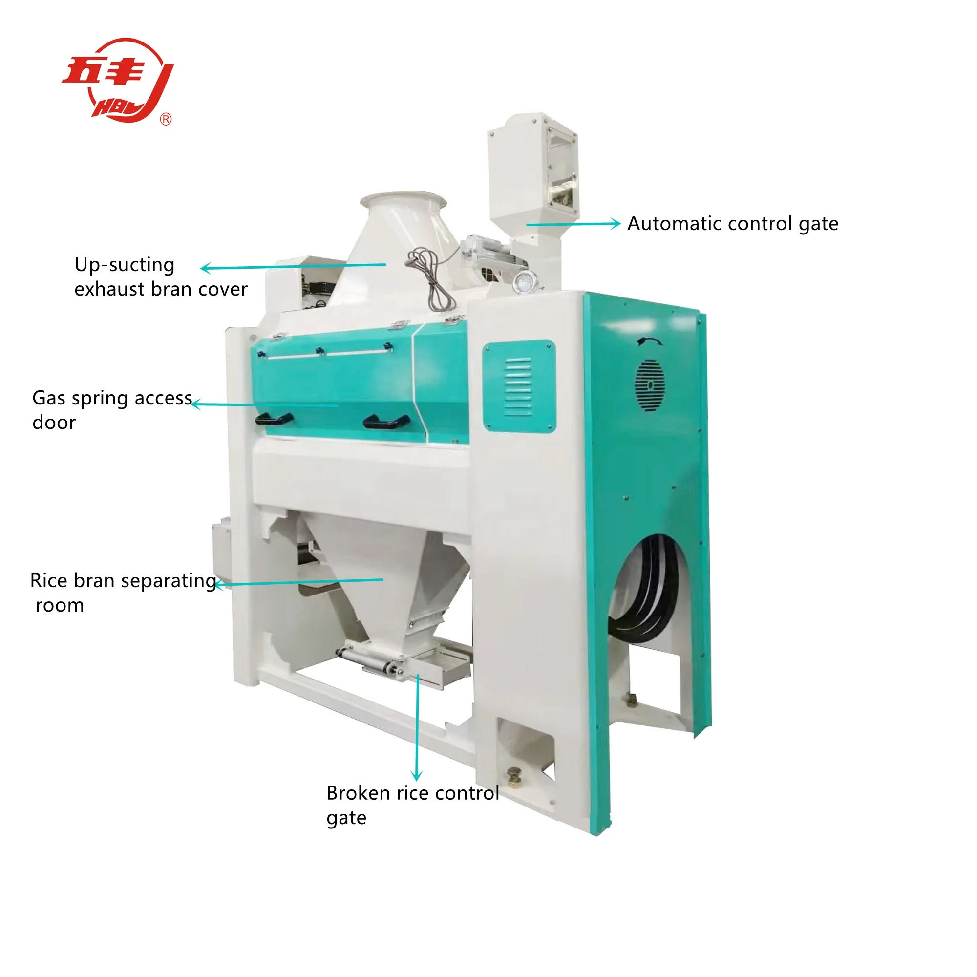 Wufeng Rice Whitening Machine Rice Huller Hulling Machine with Grain Suction Blower on Sale