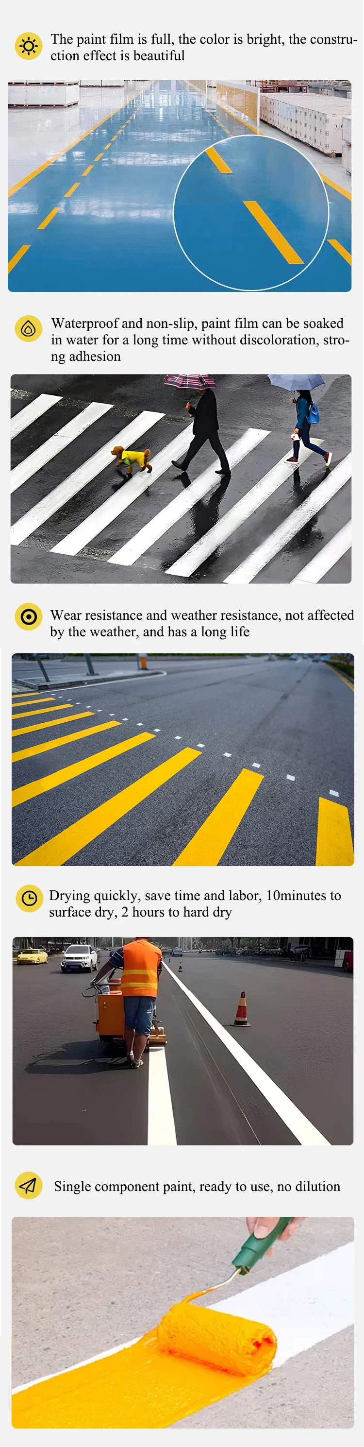 Acrylic Traffic Marking Paint Traffic Yellow And Traffic White Road
