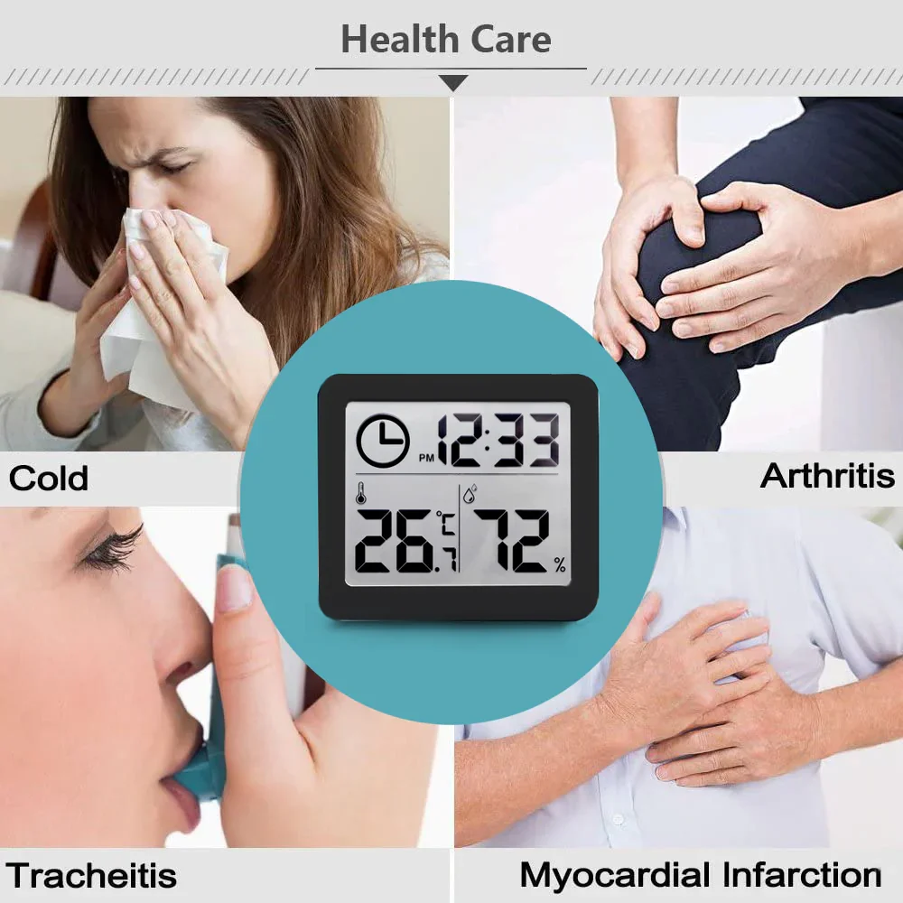 Wholesale Temperature Digital Hygrometer Thermometer Mini Thermometer Hygrometer Table Clock for Home Office Car