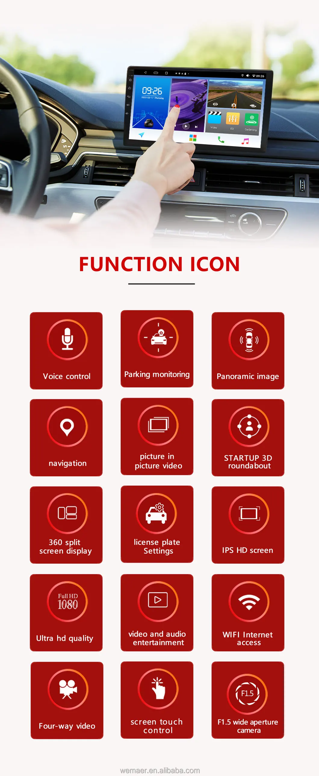 Wemaer Oem T5 Car Android Player 360 Degree Camera System Radio Stereo Navigation Waterproof Hd