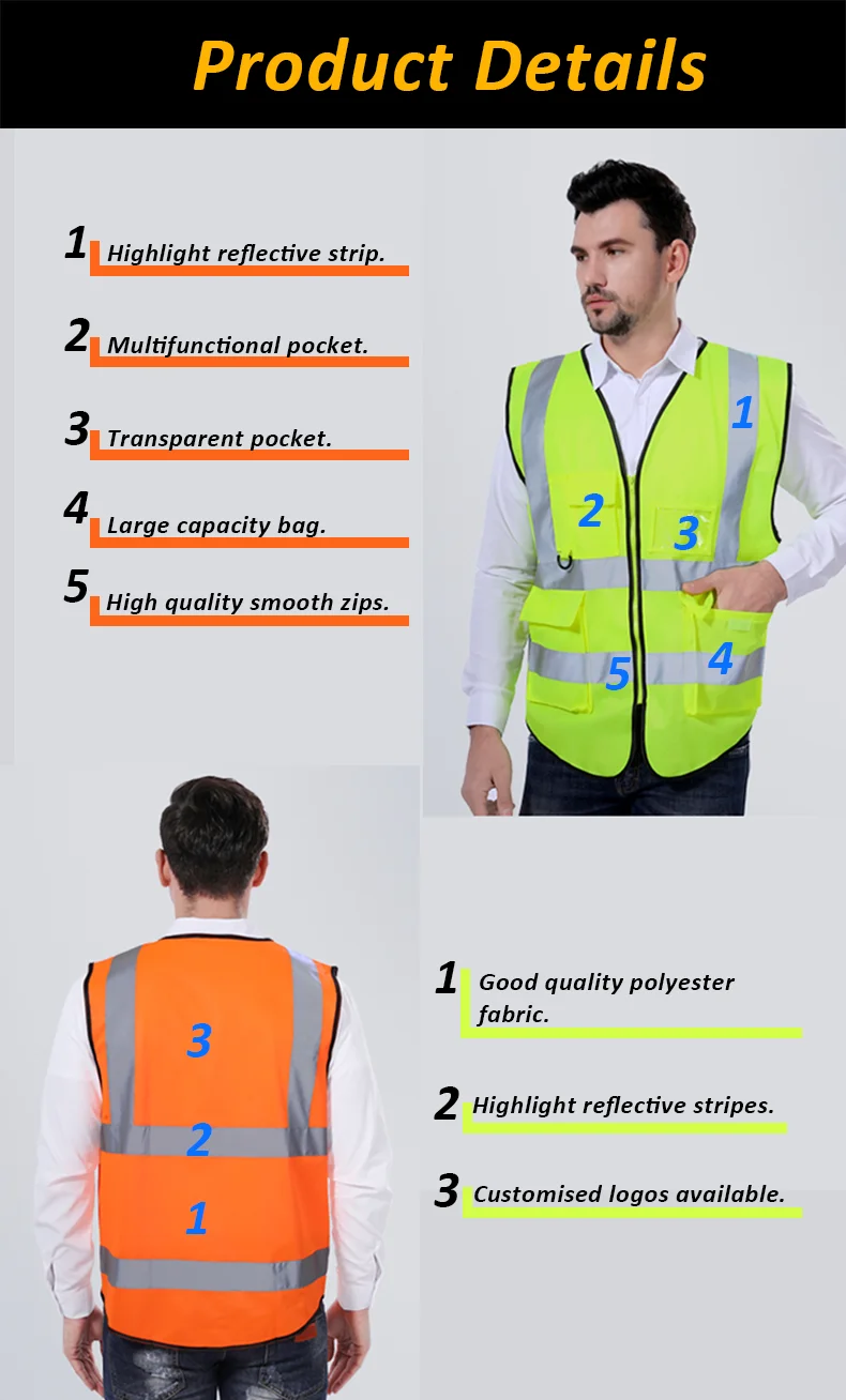 Cheap Multicolor Warning Vest Workwear High Visible Yellow Reflective