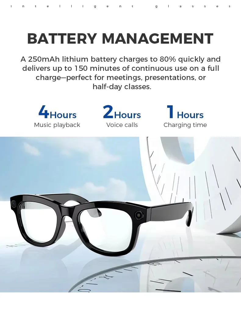 product new arrival men and womens smart for bluetooth glasses with 4k pixel video shooting ar ai translation enc calling music-7