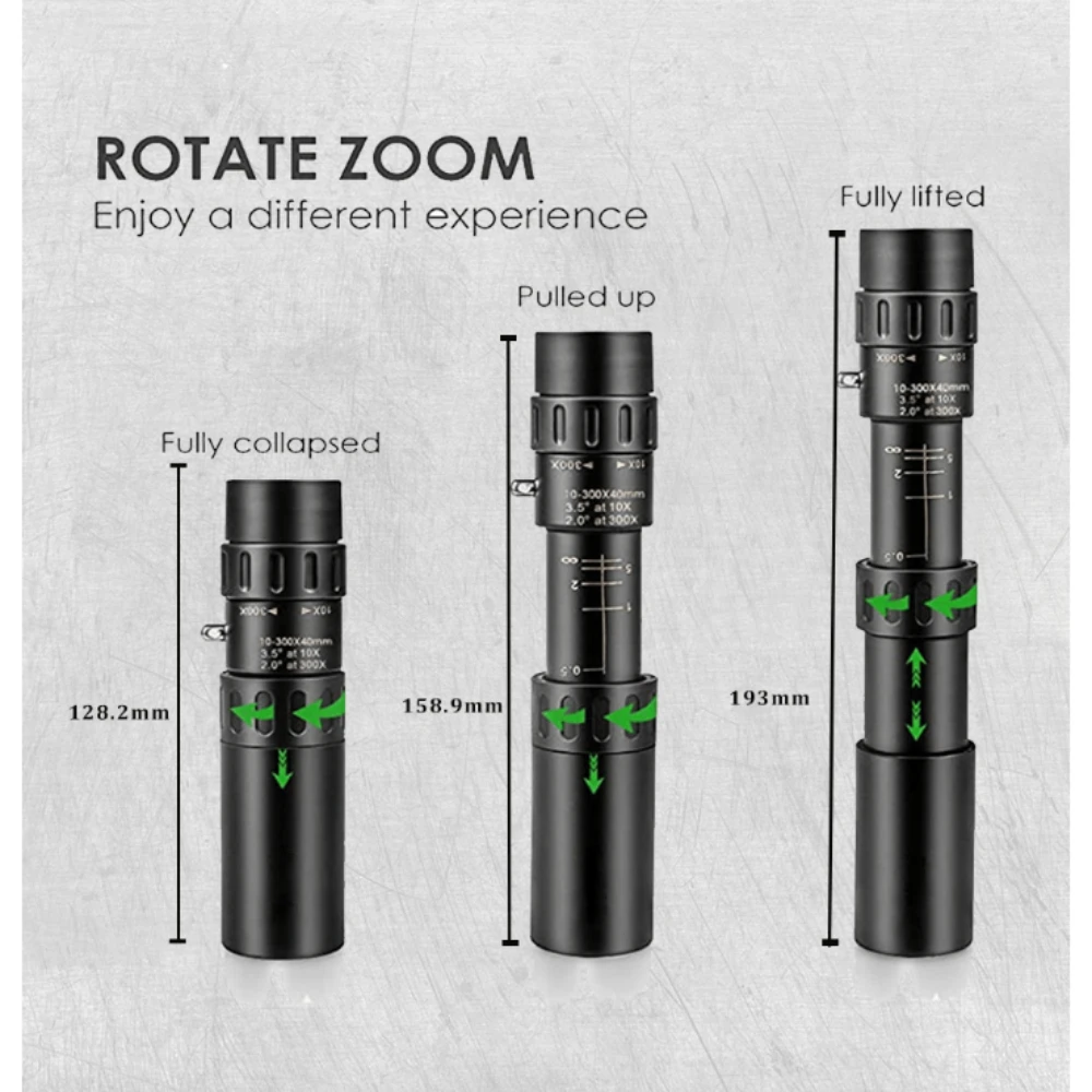 10-300X40 Zoom HD Portable Strong Binoculars Long Range Professional Spyglass Monocular Telescope Low Night Vision for Hunting