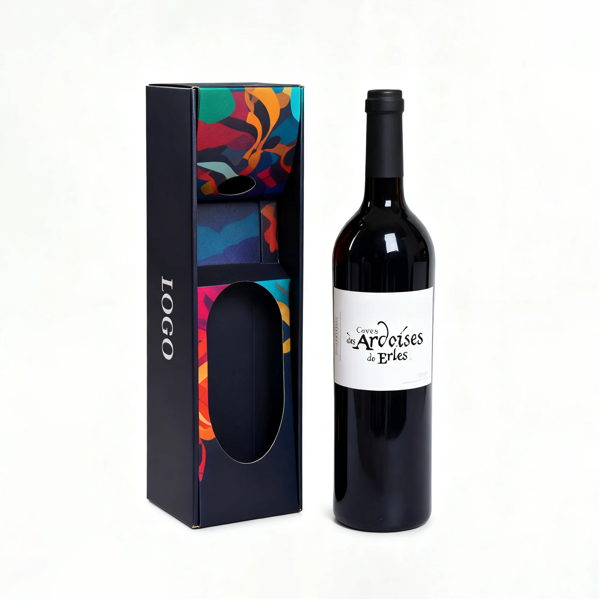 product custom eco friendly recycled materials red wine gift box set double weddings logo digital printing art paper wine-1