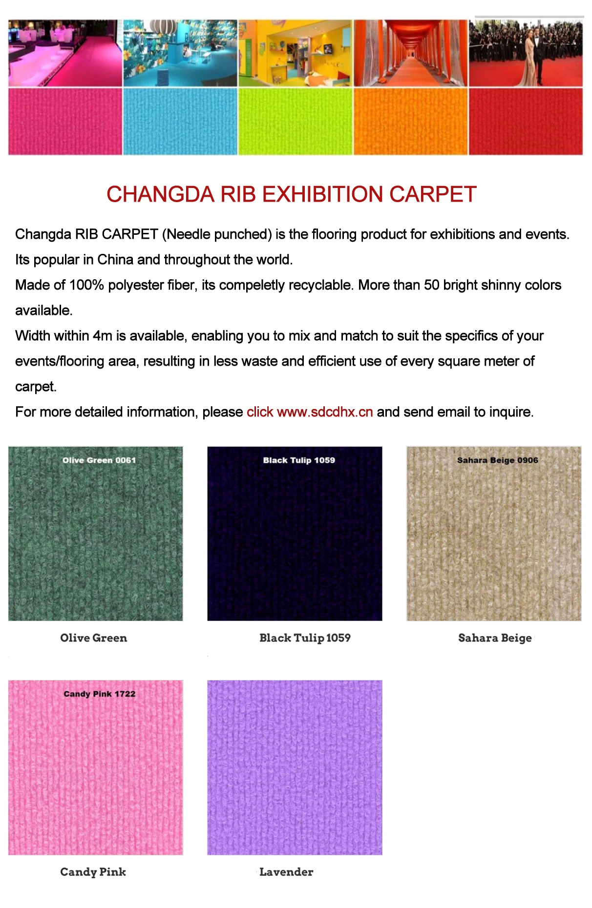 Outdoor/indoor Polyester Ribbed Carpet - High Quality