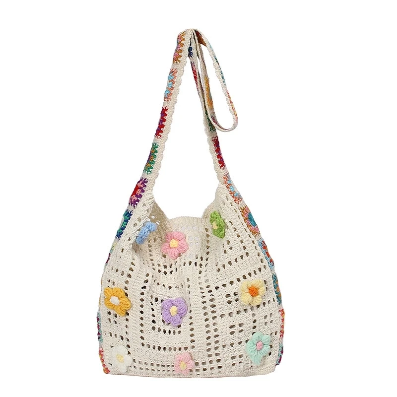 Bohemia Style Crochet Hollow Out Woven Shoulder Bag Handmade