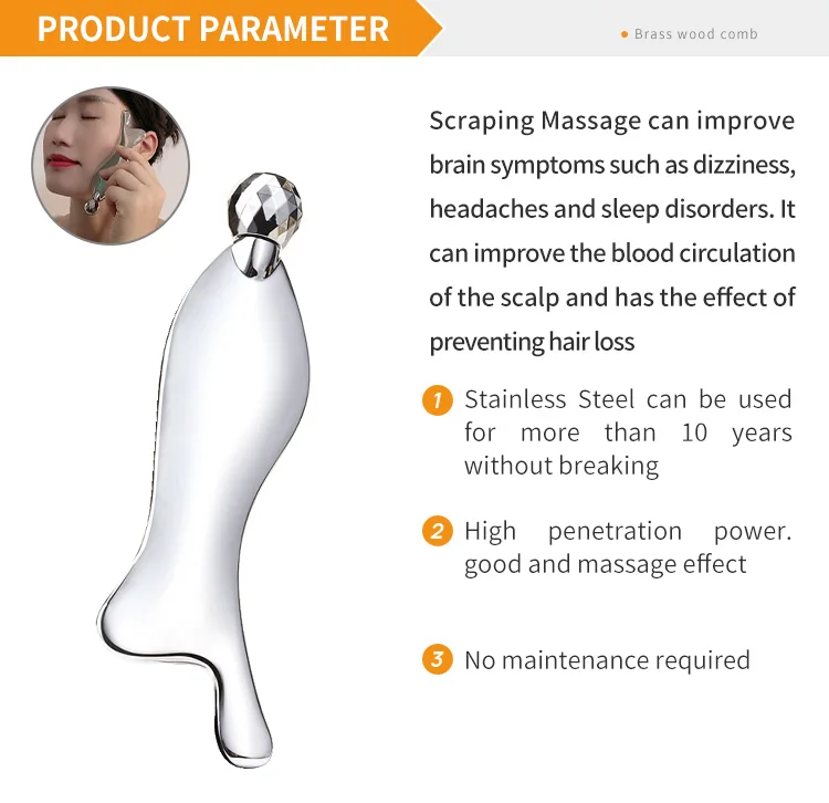 Eye Massage Roller Fish Scraping Muscle Gua Sha Stainless Steel Guasha Board