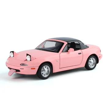 1/24 Mazda Miata MX5 Roadster Toy Car Model Diecast Alloy Metal Miniature Vehicle Model Sound & Light Collection Gift For Boy