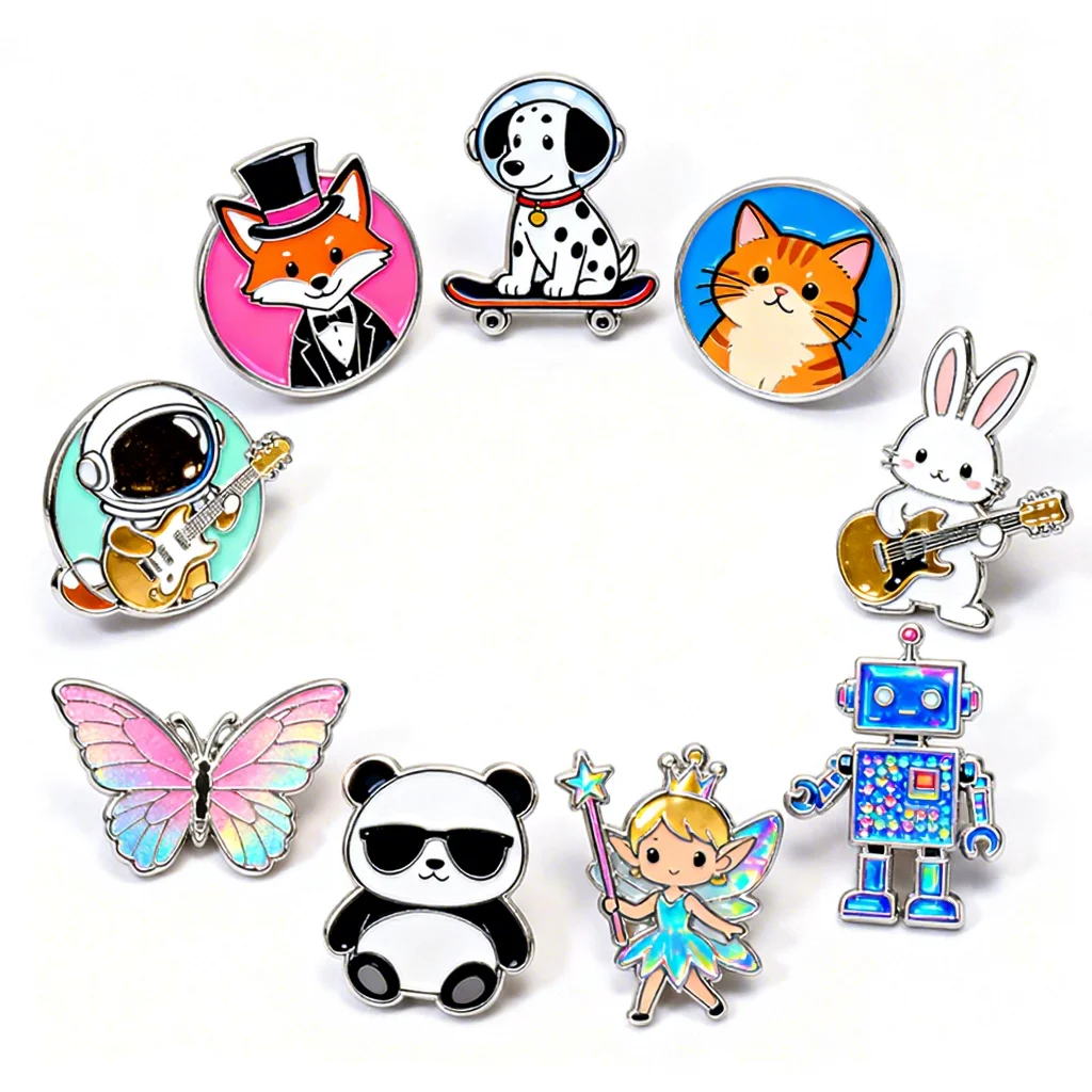 Gratis Ontwerp Aangepaste Metalen Emaille Spelden Gieten UV-afdruk Goudgeplateerd Coole Leuke Cartoon Logo Broche voor Badges