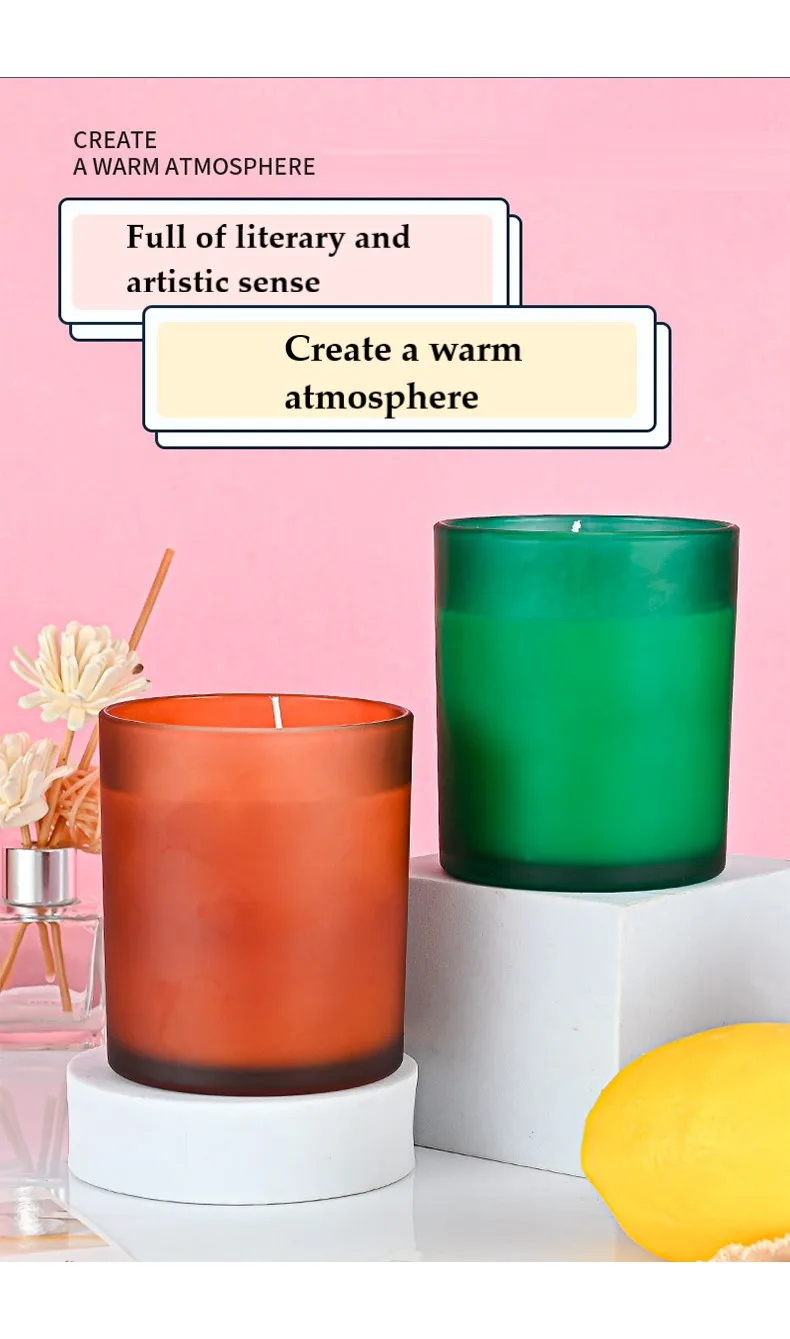 Custom Frosted Luxury Holder 8oz And 10oz Glass Empty Candle Jar With