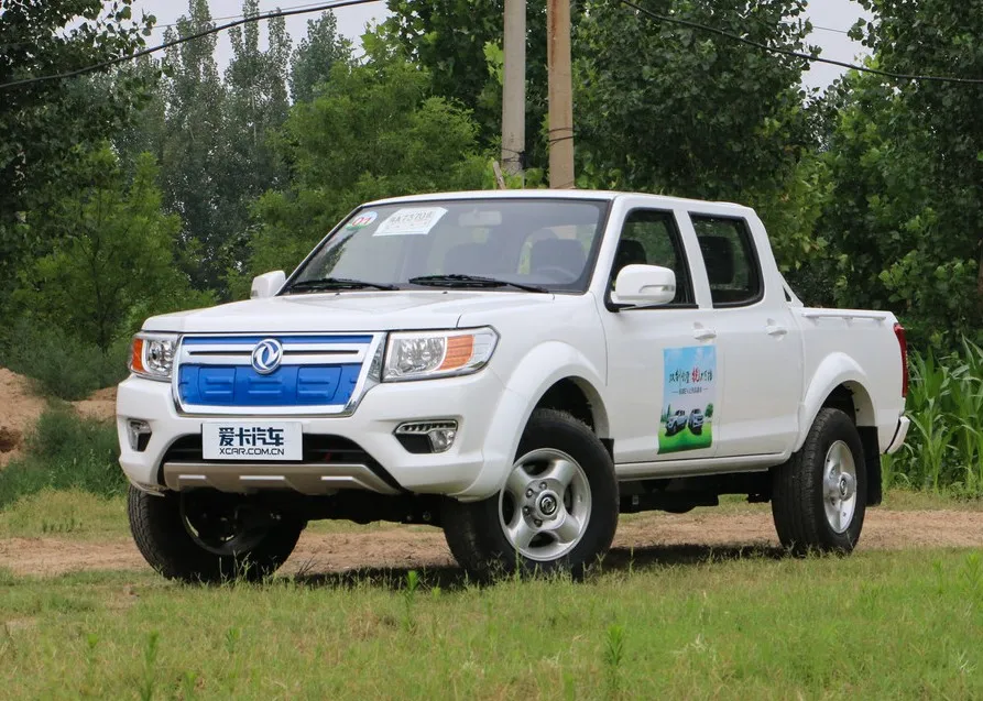 Dongfeng RICH Model EV Double Drive Motor Electric Pickup Truck Left Steering Manual Gear Box Dark Interior Hot Sale in China