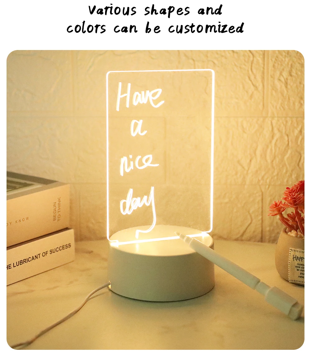 Custom Usb Creative 3d Led Night Light Diy Note Board Message Board Usb ...