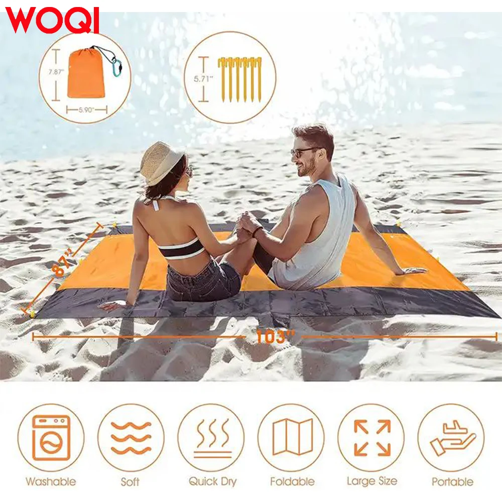 Outdoor Picnic Beach Blanket With Pockets Waterproof Large Beach - Main Image